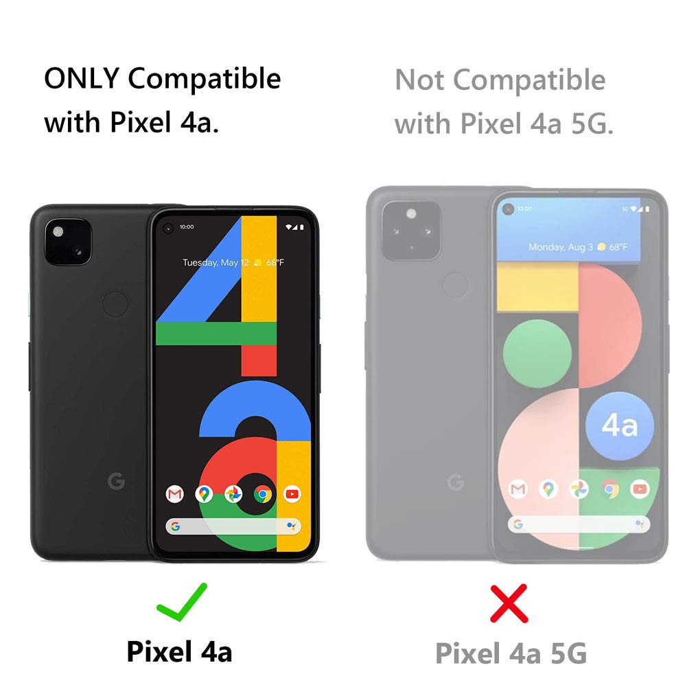 Teelevo Wallet Case for Google Pixel 4a [NOT Compatible with Pixel 4a 5G], Dual Layer Case with Card Slot Holder for Google Pixel 4a - Black