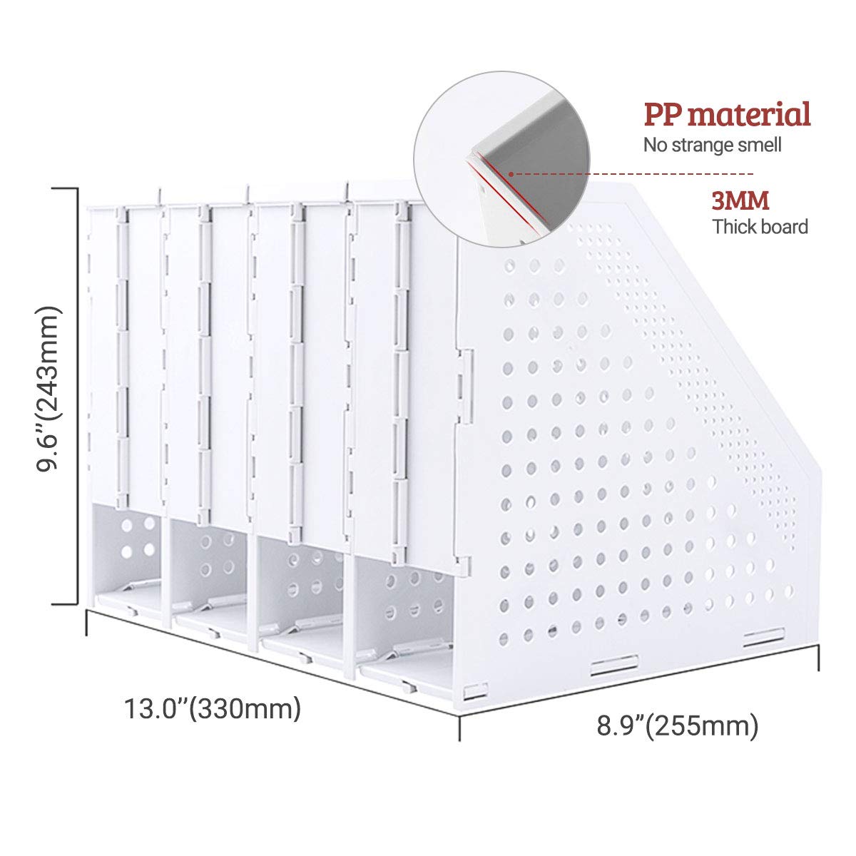 SAYEEC Desktop File Magazine Folder Holder 4 Section Plastic Hollow Documents Foldable Organizer File Cabinet Shelf Frames Dividers Rack Display and Storage