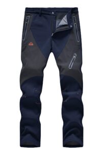 ysento men's mountain cargo insulated pants waterproof hiking camping fishing climbing quick dry pants navy size 34