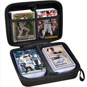 card case holder for pm cards, cards storage box holds up to 450+ game cards, hard travel playing card organizer for pm/tcg/mtg/c.a.h, with removable dividers and hand strap (bag only)