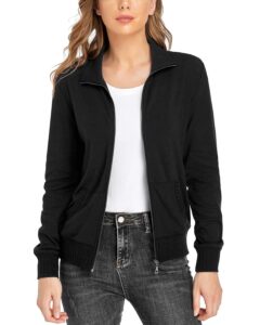andy & natalie women's zip up jackets sweatshirts jacket stand collar jacket with pockets