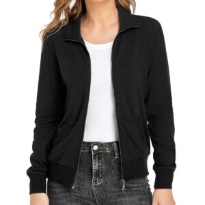 andy & natalie Women's Zip up Jackets Sweatshirts Jacket Stand Collar Jacket with Pockets