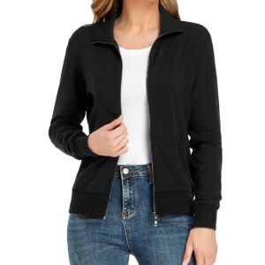 andy & natalie Women's Zip up Jackets Sweatshirts Jacket Stand Collar Jacket with Pockets