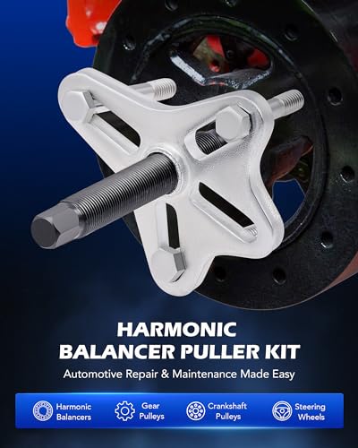 Orion Motor Tech Harmonic Balancer Puller Kit, Power Steering Pulley Puller Installer Tool Set, Automotive Steering Wheel Puller Tool Kit, Flange Type Gear and Crank Puller Set