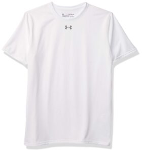 under armour locker tee short-sleeve t-shirt, white (100)/ graphite, youth large
