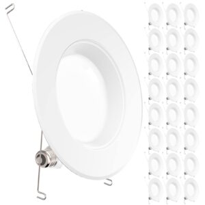 sunco lighting 2 pack retrofit led recessed lighting 6 inch, 2700k soft white, dimmable can lights, baffle trim, 13w=75w, 965 lm, damp rated - energy star