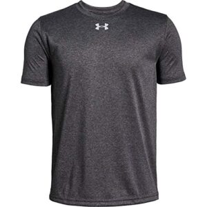 under armour locker tee short-sleeve t-shirt, carbon heather (090)/ metallic silver, youth x-large