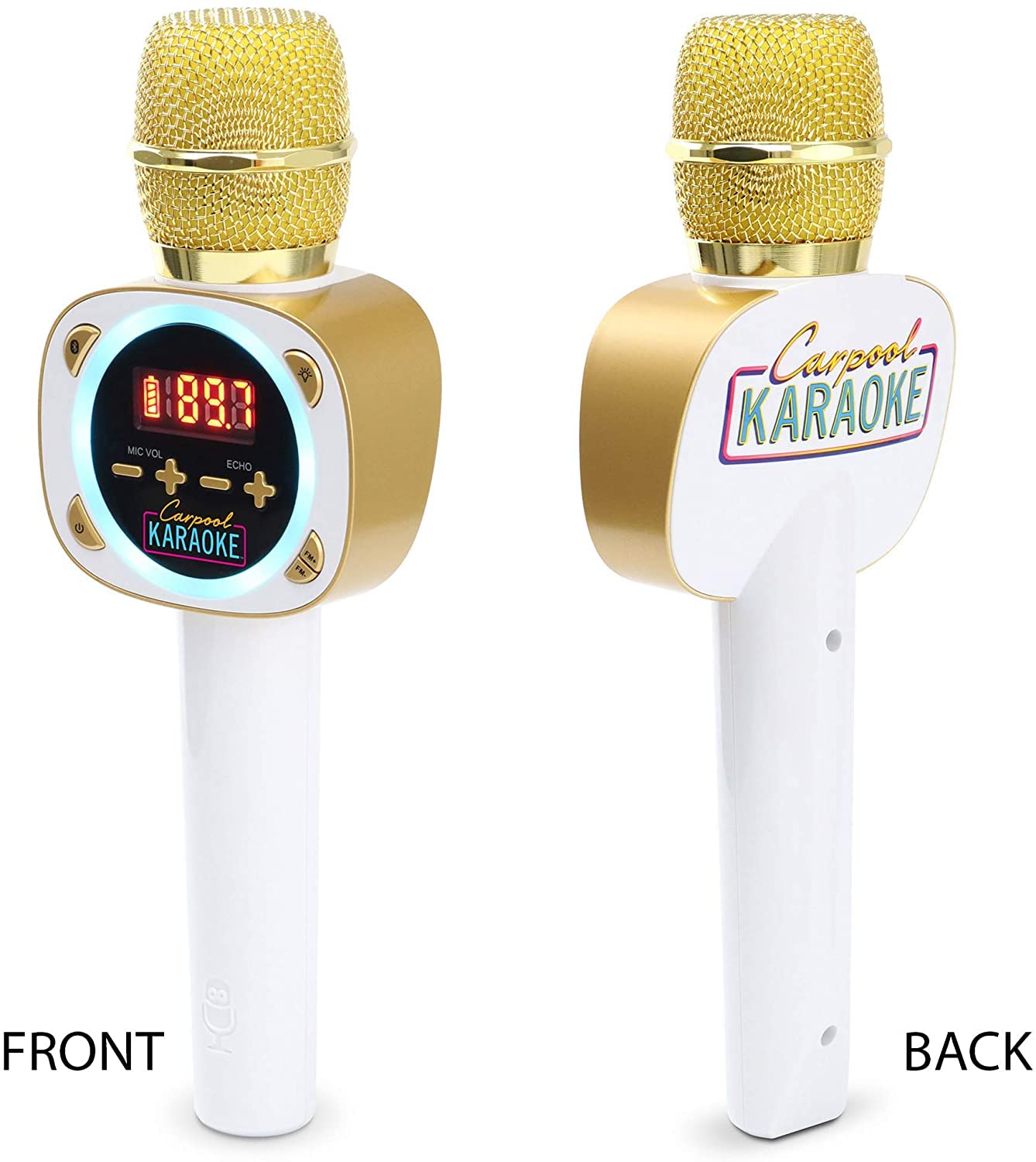 Singing Machine Official Carpool Karaoke, The Mic, Bluetooth Microphone for Cars, White (CPK545) (Renewed)