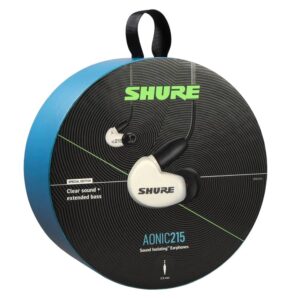 Shure AONIC 215 Wired Sound Isolating Earbuds, Clear Sound, Single Driver, Secure In-Ear Fit, Detachable Cable, Durable Quality, Compatible with Apple & Android Devices - White