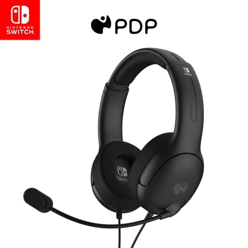 PDP Gaming LVL40 Stereo Headset with Mic for Nintendo Switch - PC, iPad, Mac, Laptop Compatible - Noise Cancelling Microphone, Lightweight, Soft Comfort On Ear Headphones, 3.5mm jack - Black