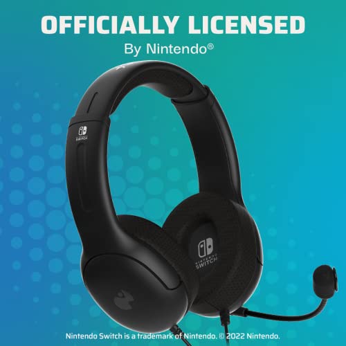 PDP Gaming LVL40 Stereo Headset with Mic for Nintendo Switch - PC, iPad, Mac, Laptop Compatible - Noise Cancelling Microphone, Lightweight, Soft Comfort On Ear Headphones, 3.5mm jack - Black