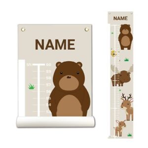 personalized kids canvas growth chart, height chart, growth chart banner, forest animals