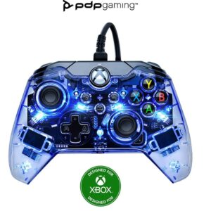 afterglow led wired game controller - rgb hue color lights - usb connector - audio controls - dual vibration gamepad- xbox series x|s, xbox one, pc