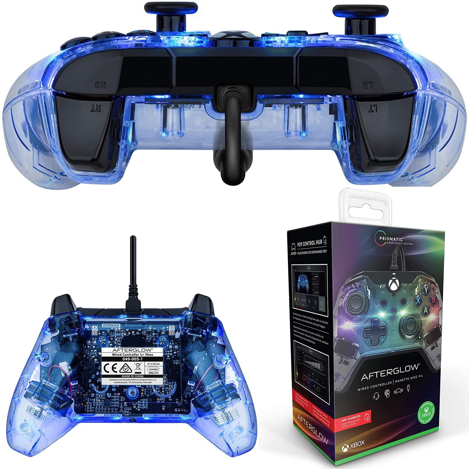 Afterglow LED Wired Game Controller - RGB Hue Color Lights - USB Connector - Audio Controls - Dual Vibration Gamepad- Xbox Series X|S, Xbox One, PC