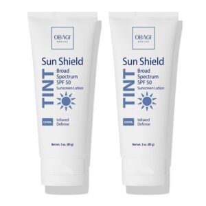 obagi sun shield tinted sunscreen – broad spectrum spf 50 protection from the sun – cool tint – 2 pack, 2 * 3 oz