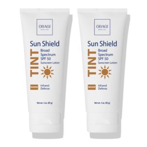 obagi sun shield tinted sunscreen – broad spectrum spf 50 protection from the sun – warm tint – 2 pack, 2 * 3 oz