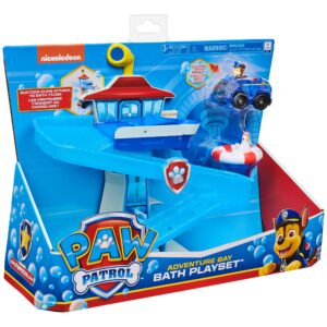 Paw Patrol, Adventure Bay Bath Playset with Light-up Chase Vehicle, Bath Toy for Kids Aged 3 and up