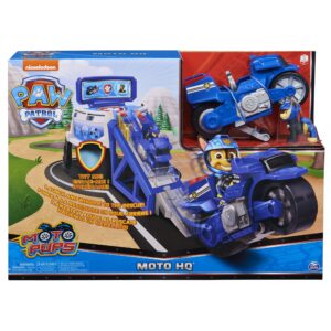 Paw Patrol, Moto Pups Moto HQ Playset Toy with Sounds and Exclusive Chase Figure and Motorcycle Vehicle