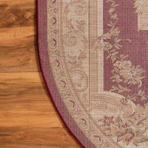 Unique Loom Versailles Collection Traditional Classic Floral Motif Area Rug (5' 0 x 8' 0 Oval, Burgundy/Ivory)