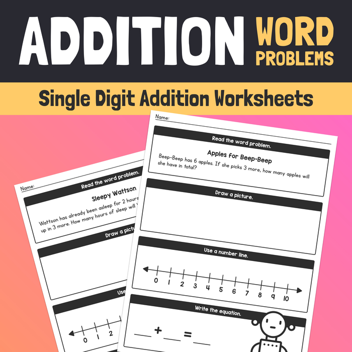 Single Digit Addition Word Problems – Kindergarten & First Grade – Math on a Number Line