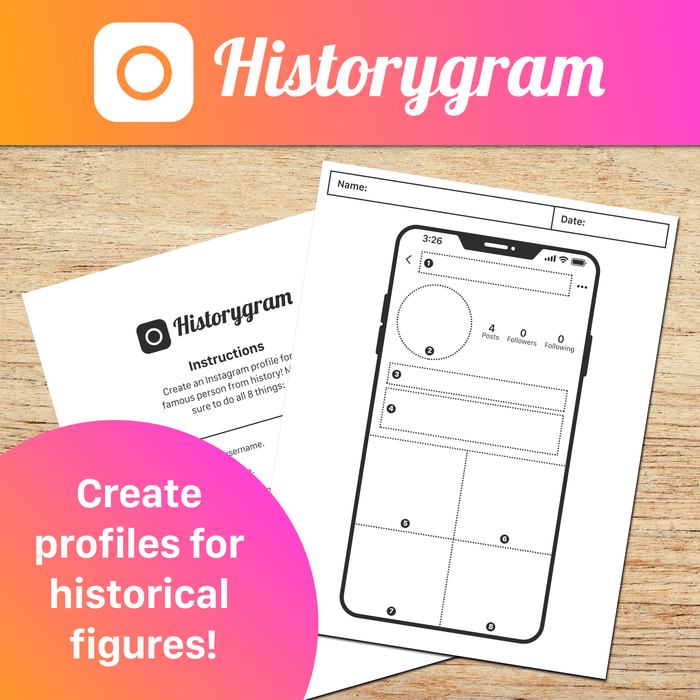 Historygram History Activity – Create Your Own Profiles for Historical Figures