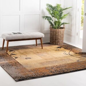 Unique Loom Barista Collection Area Rug - Excelsa (7' 10" Square, Beige/ Brown)