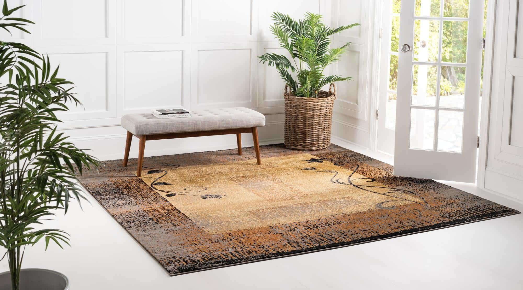 Unique Loom Barista Collection Area Rug - Excelsa (7' 10" Square, Beige/ Brown)