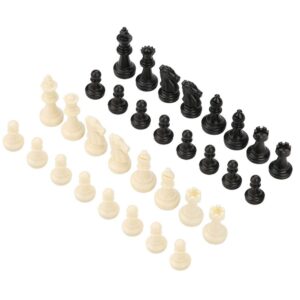 Garosa 32pcs Standard Chess Pieces Plastic Chess Set Board Game Replacement Accessories for Entertainment or Tournament Black White Chessmen, No Board