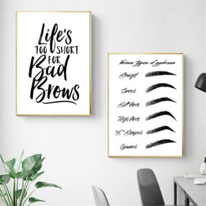 TWTQYC Motivational Quotes Art Canvas Poster Eyebrow Print Painting Fashion Wall Art Picture Make Up Poster Black and White Salon Decor -40x60cmx2 (No Frame)