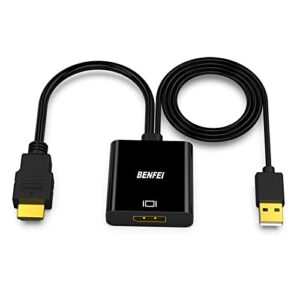 hdmi to displayport, benfei hdmi to displayport adapter resolution up to 4k@60hz compatible with laptop, xbox 360 one, ps4 ps3 hdmi device - hdmi input to displayport output