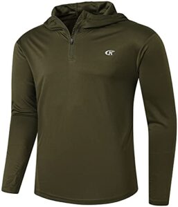 satankud mens upf 50+ uv sun protection hoodie thumb long sleeve fishing shirt armygreen xx-large