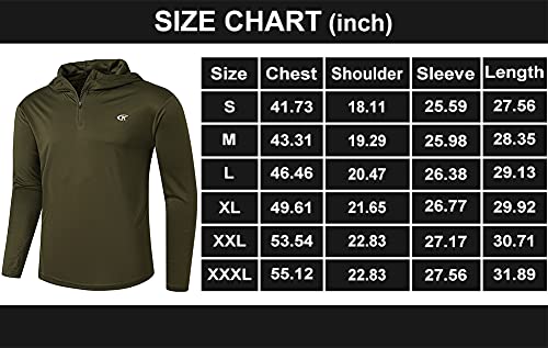 Satankud Mens UPF 50+ UV Sun Protection Hoodie Thumb Long Sleeve Fishing Shirt ArmyGreen XX-Large