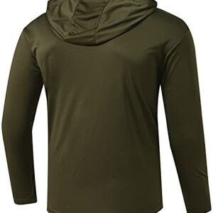 Satankud Mens UPF 50+ UV Sun Protection Hoodie Thumb Long Sleeve Fishing Shirt ArmyGreen XX-Large