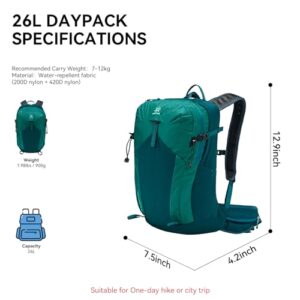 KAILAS Hurricane 26L Small Hiking Backpack Lightweight Daypack for Women Men Travelling Camping Outdoor Trekking Sea Green