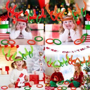 TOPLEE 20 Pieces Inflatable Reindeer Antlers Toss Game, Christmas Party Antler Hat Games for Kids Adults Family Indoor Outdoor Carnival Xmas Games(4 Antlers 16 Rings)