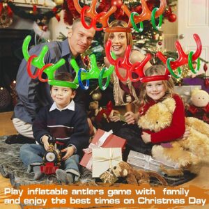 TOPLEE 20 Pieces Inflatable Reindeer Antlers Toss Game, Christmas Party Antler Hat Games for Kids Adults Family Indoor Outdoor Carnival Xmas Games(4 Antlers 16 Rings)