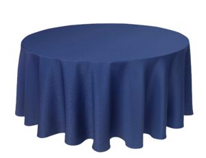 biscaynebay textured fabric tablecloths 108" round for tables' diameters from 48" to 72", navy water resistant washable tablecloths for dining, kitchen, wedding & parties etc.