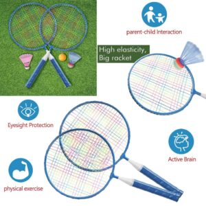 Badminton Rackets for Children,12 in 1 Shuttlecocks Racquet Sports Set w/Lightweight Carrying Bag for Kids Professionals Beginner Players Indoor Outdoor Sport Game (BLUE-01)