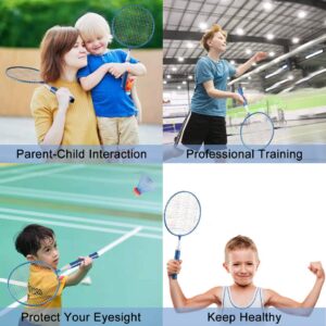 Badminton Rackets for Children,12 in 1 Shuttlecocks Racquet Sports Set w/Lightweight Carrying Bag for Kids Professionals Beginner Players Indoor Outdoor Sport Game (BLUE-01)