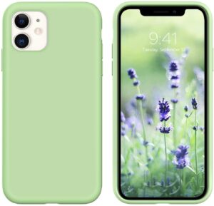 guagua iphone 11 case liquid silicone soft gel rubber slim lightweight microfiber lining cushion texture cover shockproof protective anti-scratch phone case for iphone 11 6.1-inch 2019 matcha green