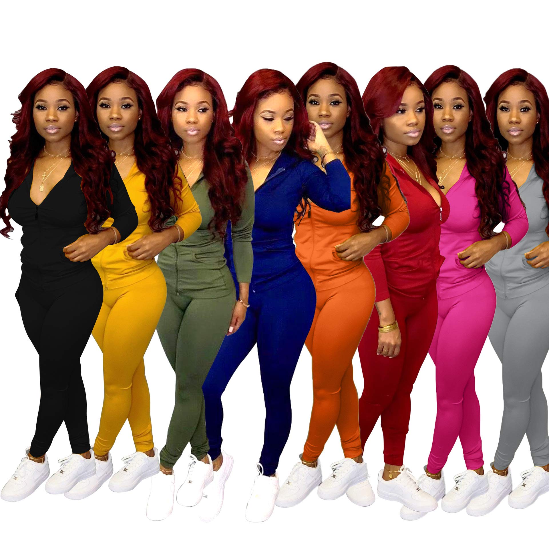 Adogirl Womens Sweatsuit Set Two Piece Outfits Top + Skinny Long Pants Tracksuits Jogging Suits Jumpsuits