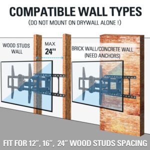 Mounting Dream UL Listed Full Motion TV Mount for Most 42-84 Inch TVs, Adjustable TV Wall Mount Swivel and Tilt, Loading 100 LBS, Max VESA 600x400mm, Fits 16", 18", 24" Studs MD2617-24K