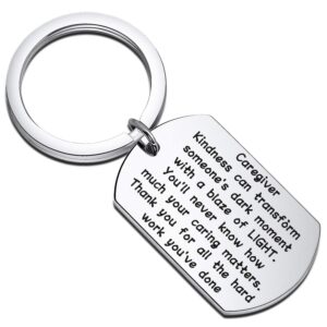 bekech caregivers appreciation gift caretakers gifts thank you for all the hard work you’ve done keychain thank you gift for caregivers social workers msw graduates gift (silver dog tag)