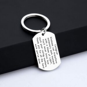 BEKECH Caregivers Appreciation Gift Caretakers Gifts Thank You for All The Hard Work You’ve Done Keychain Thank You Gift for Caregivers Social Workers MSW Graduates Gift (silver dog tag)