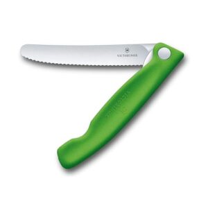 victorinox swiss classic foldable paring knife, wavy edge green 4.3 in