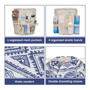 Barrel Drawstring Makeup Bag Travel Cosmetic Bag Large Toiletry Organizer Waterproof for Women (Large, Elephant)