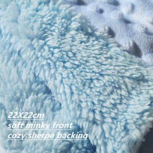 CREVENT Cozy Plush Baby Security Blanket Loveys for Baby Boys, Minky Dot Front + Sherpa Backing with Animal Face (Blue Bear)