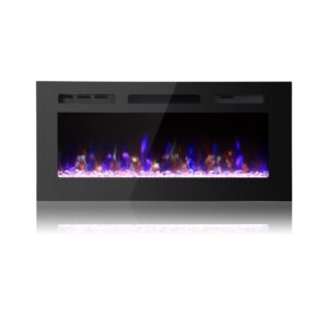 paolfox 36 inch electric fireplace insert,wall mounted,wall fireplace electric with remote control,linear fireplace,led fireplace recessed,12 flame colors