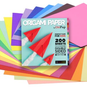 oripup origami paper double sided - 200 sheets in 20 colors for crafts - 6x6 inch colorful square paper for kids, adults and beginners