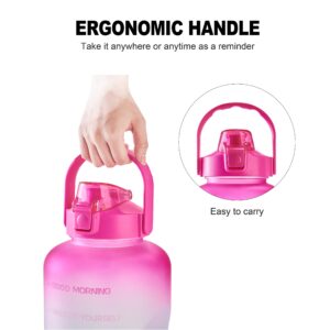 EYQ 128oz Leak-Proof Gallon Water Bottle with Removable Straw & Handle, BPA Free Drinking Large Water Jug for Fitness, Camping Sports Workouts Gym and Outdoor Activity (Pink/Green Gradient)